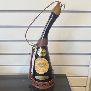 VINTAGE RARE George Dickel Tennessee Souvenir Whiskey Bottle/Leather Harness